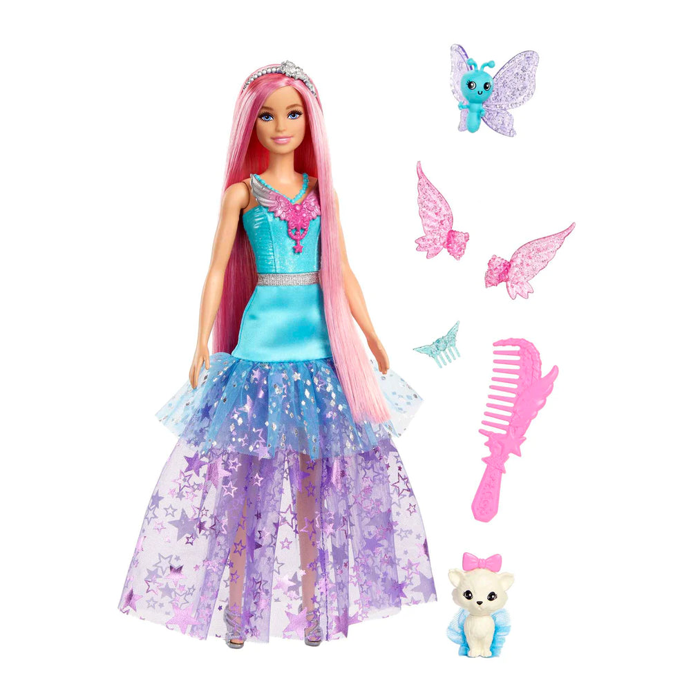 Barbie Doll with Two Fairytale Pets and Wing-Detailed Dress