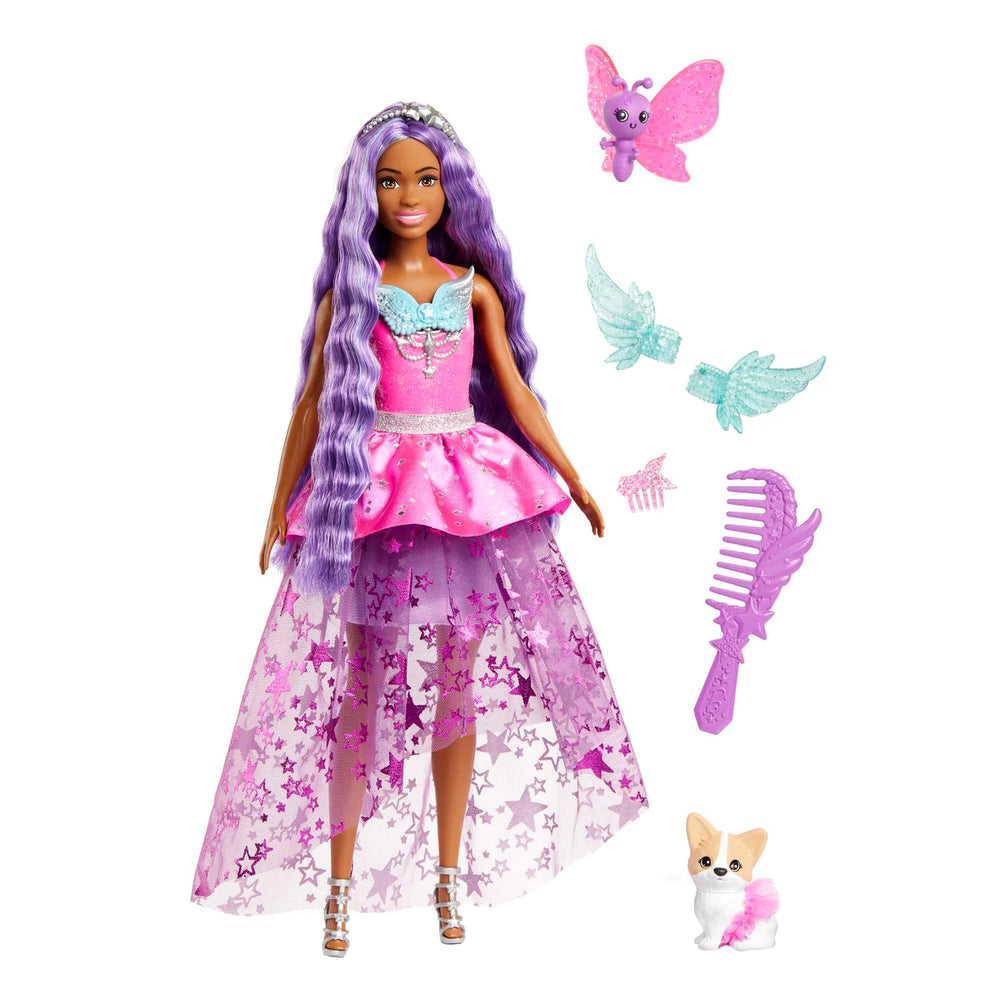 Barbie Doll with Two Fairytale Pets and Wing-Detailed Dress