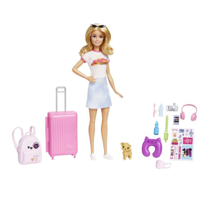 Barbie Doll And Accessories, 'Malibu' Travel Set With Puppy