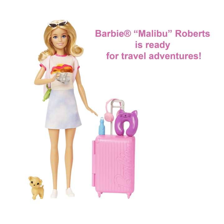 Barbie Doll And Accessories, 'Malibu' Travel Set With Puppy