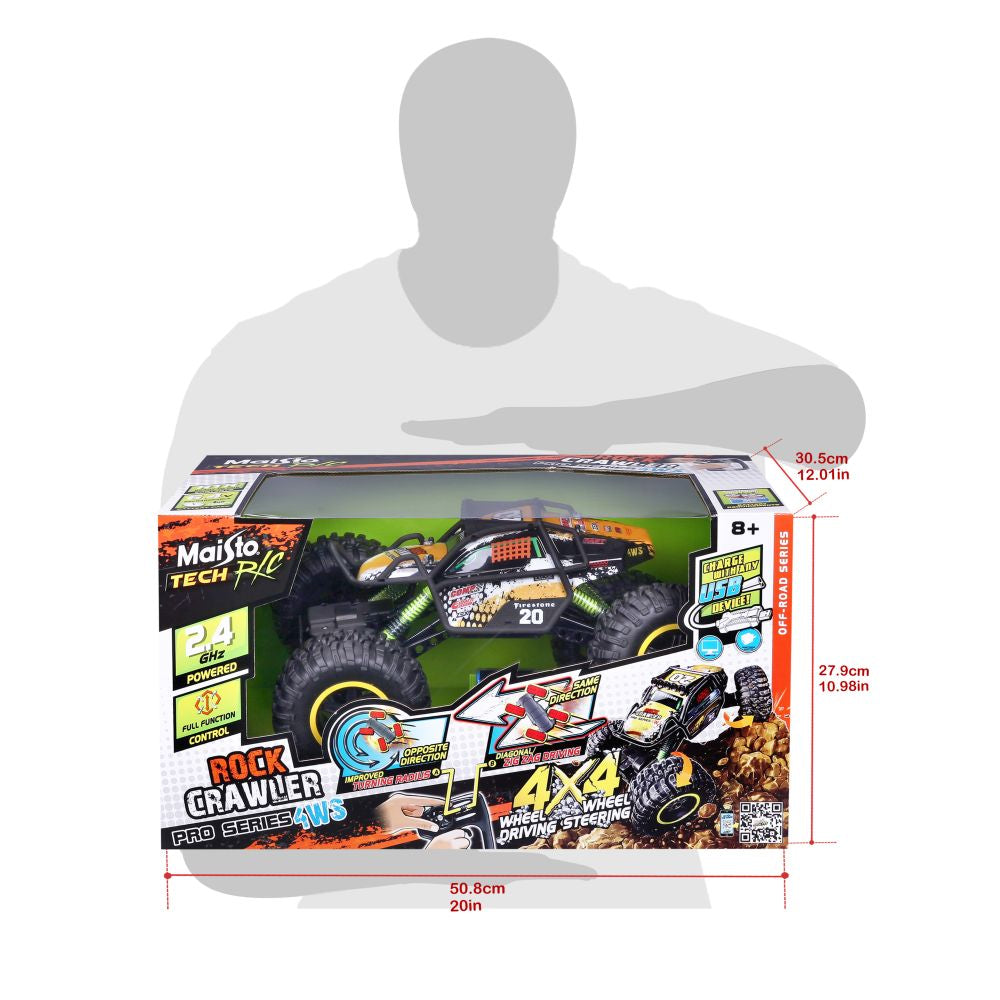R/C Rock Crawler Pro 4-Wheel Steer with Battery & USB Charger - Length: 39cm