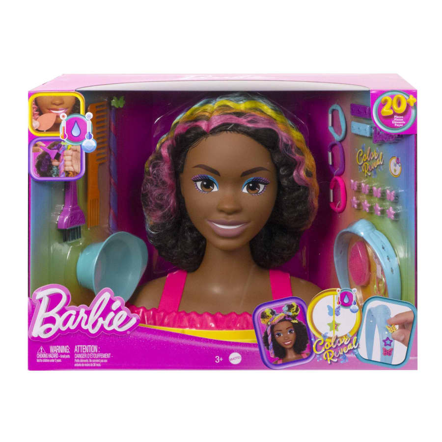 Barbie® Deluxe Styling Head Curly Brown Rainbow Hair