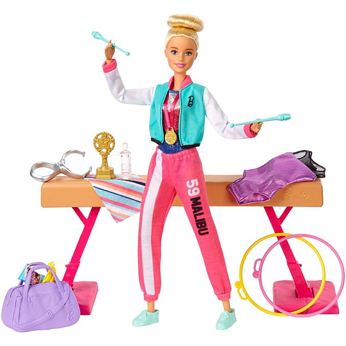 Barbie® Gymnastics Doll and Playset with Twirling Feature, Balance Beam, 15+ Accessories