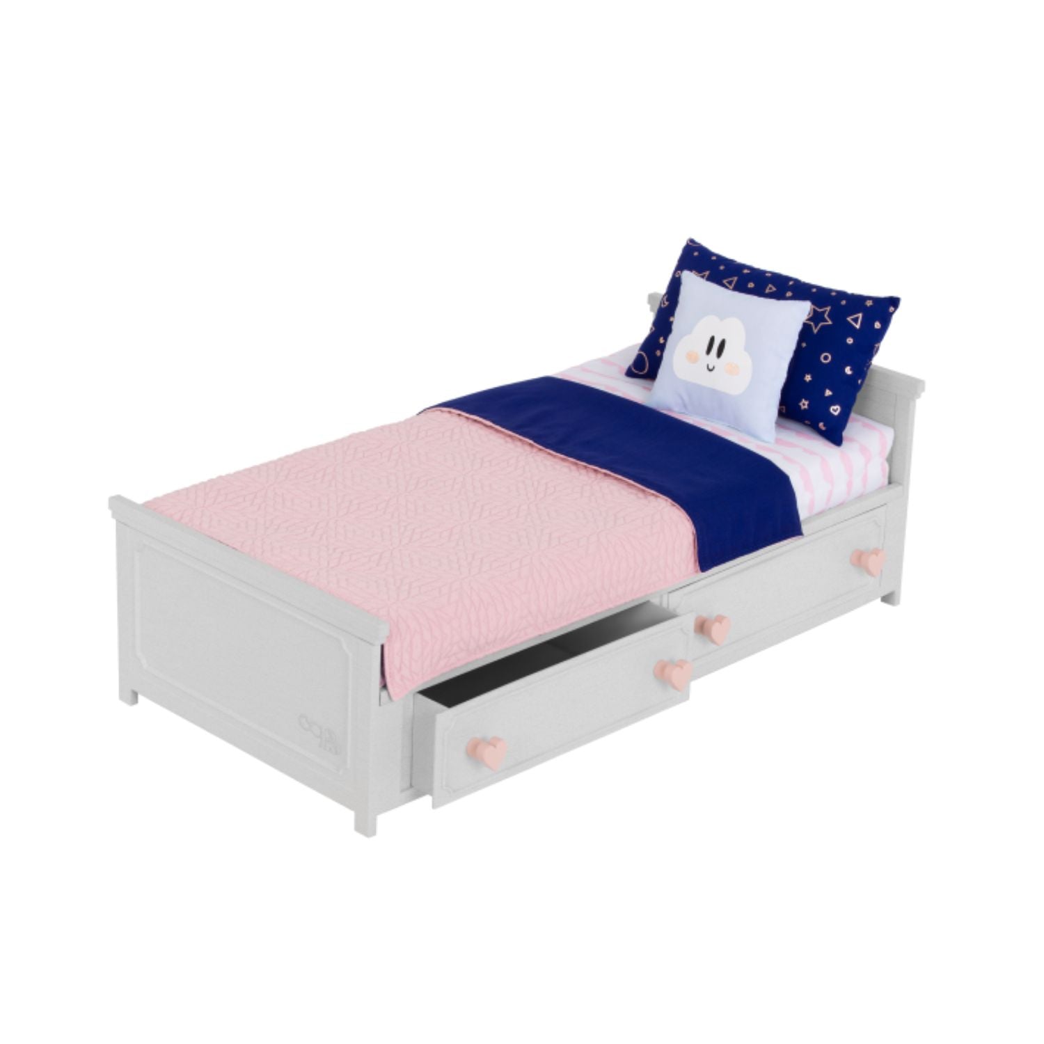 Our Generation Plastic Doll Bed with Built-In Storage Drawers