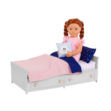 Our Generation Plastic Doll Bed with Built-In Storage Drawers