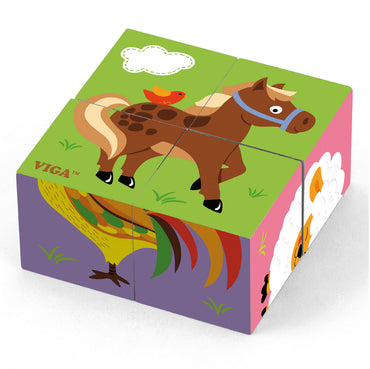 Six-sided Cube Puzzle Farm Animals