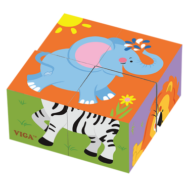 Six-sided Cube Puzzle Wild Animals