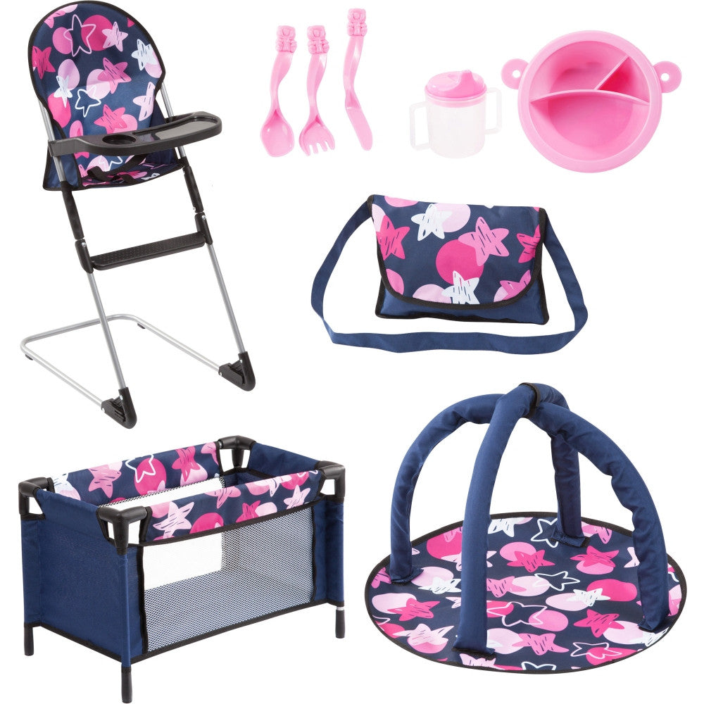 TRAVELBED SET 9IN1 (BLUE/PINK)