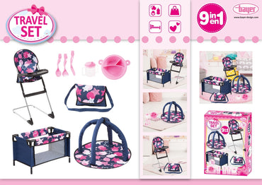 TRAVELBED SET 9IN1 (BLUE/PINK)