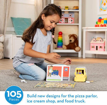 Magnetivity Magnetic Tiles Building Play Set - Pizza & Ice Cream Shop
