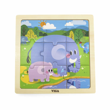 Wooden Puzzle Elephant 9pc